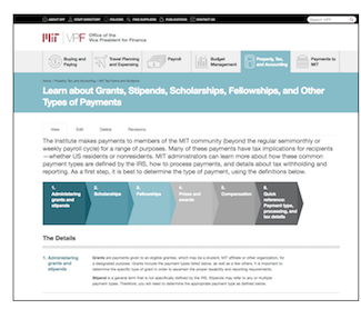 vpf website page on payment types