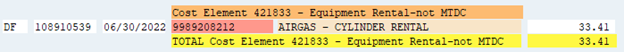 Resulting line-item displayed in the detailed transaction report