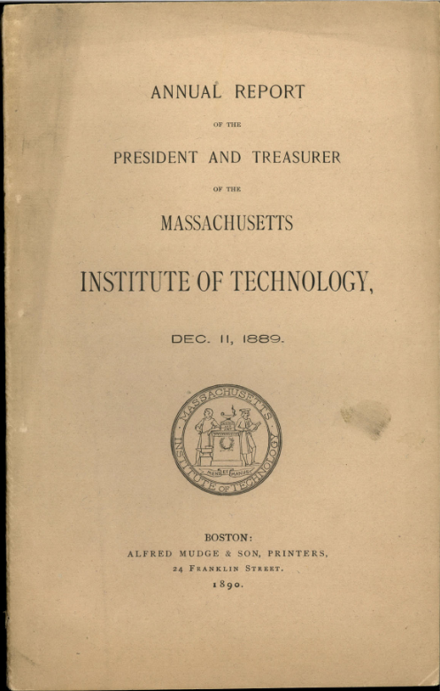 Report to the Treasurer from 1889